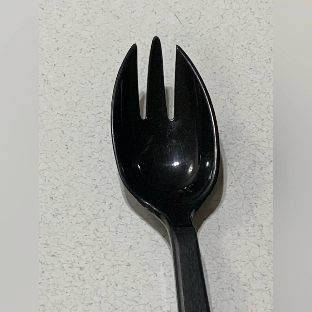 Vintage Tailor Made USA Black Plastic / Nylon Spork Serving Spoon Fork 11.5”